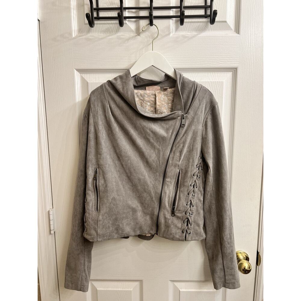 Women’s Faux Suede Lace Up Gray Willow Root Jacket Size M. Never Worn